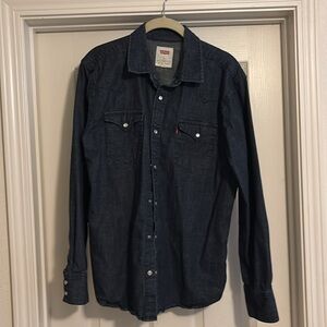 Levi's Men's Classic Denim Pearl Snap Western  Button Down Shirt Size Medium